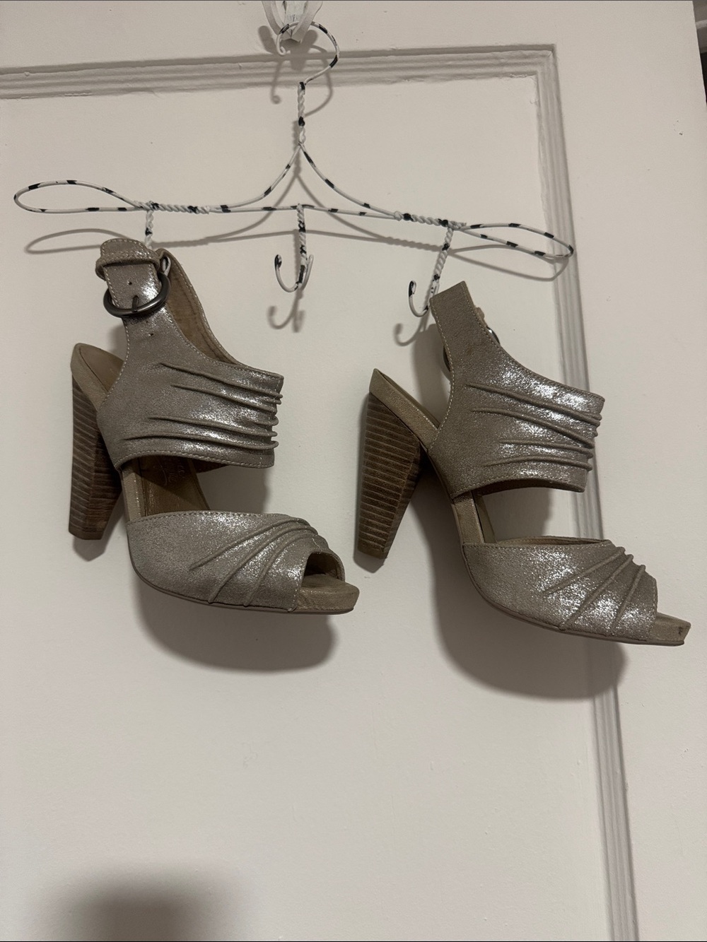 Seychelles Silver Peep Toe Heels
